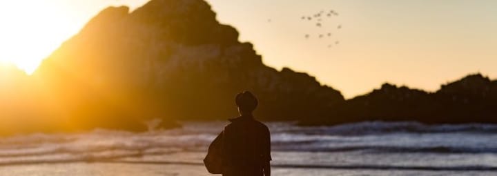 Man in sunset