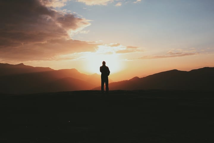 Man in sunset